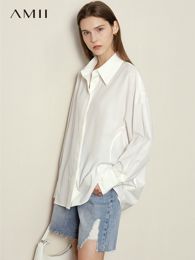 xiong0922 kun buzu weight Amii Minimalism Women Shirts Office Lady Blouse For Women Loose Solid Elegant Blusas Ladies Clothing Casual Female Tops 12230012