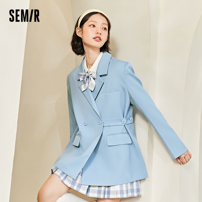 目目 seven SEMIR Blazer Women Spring And Autumn 2021 New Black Loose Woman Thin Korean Style Purple Suit Jacket