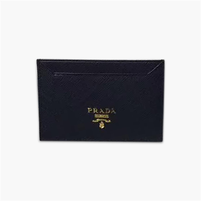 【原版皮】普拉达/Prada 卡包，选用十字纹牛皮裁制而成，精湛走线均匀整齐，油边顺滑，做工精致如图可见，款号：1MC208