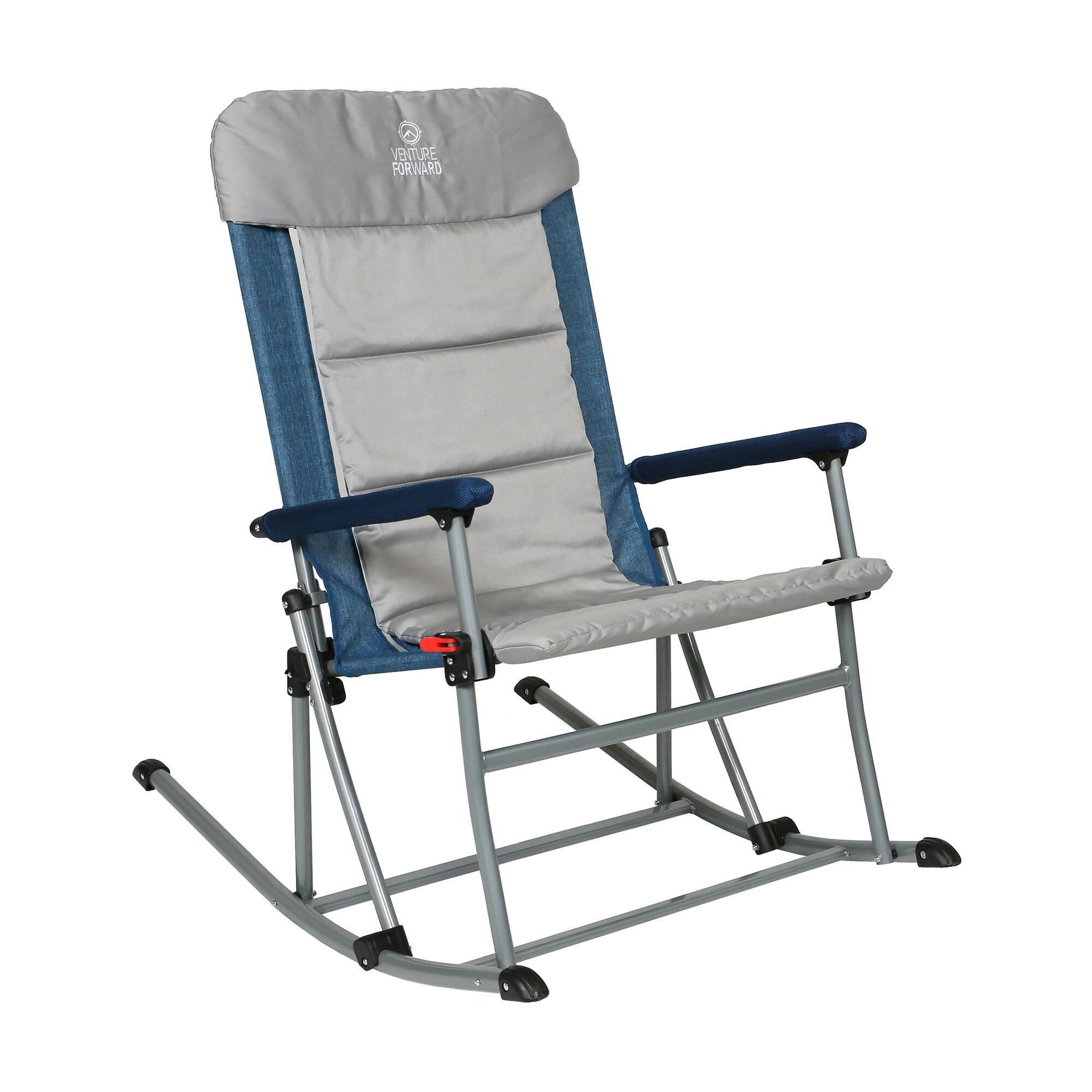 Venture Forward Rocking Chair with Removable Pad, Blue/ Grey in Blue/Gray