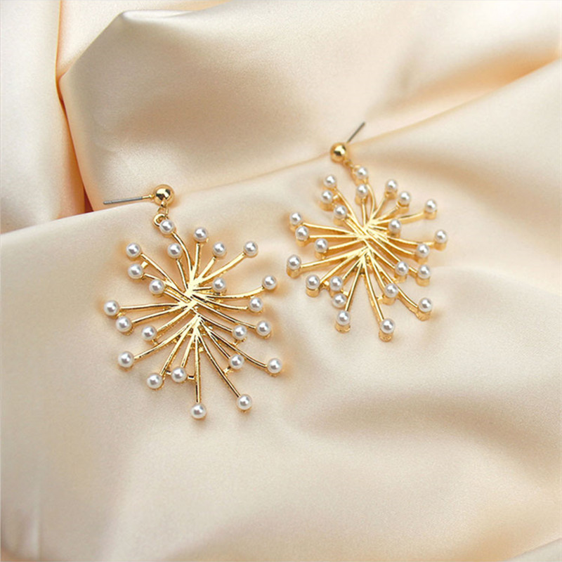 韩国S925银针小清新耳环百搭气质心形珍珠耳饰个性防过敏耳钉批发