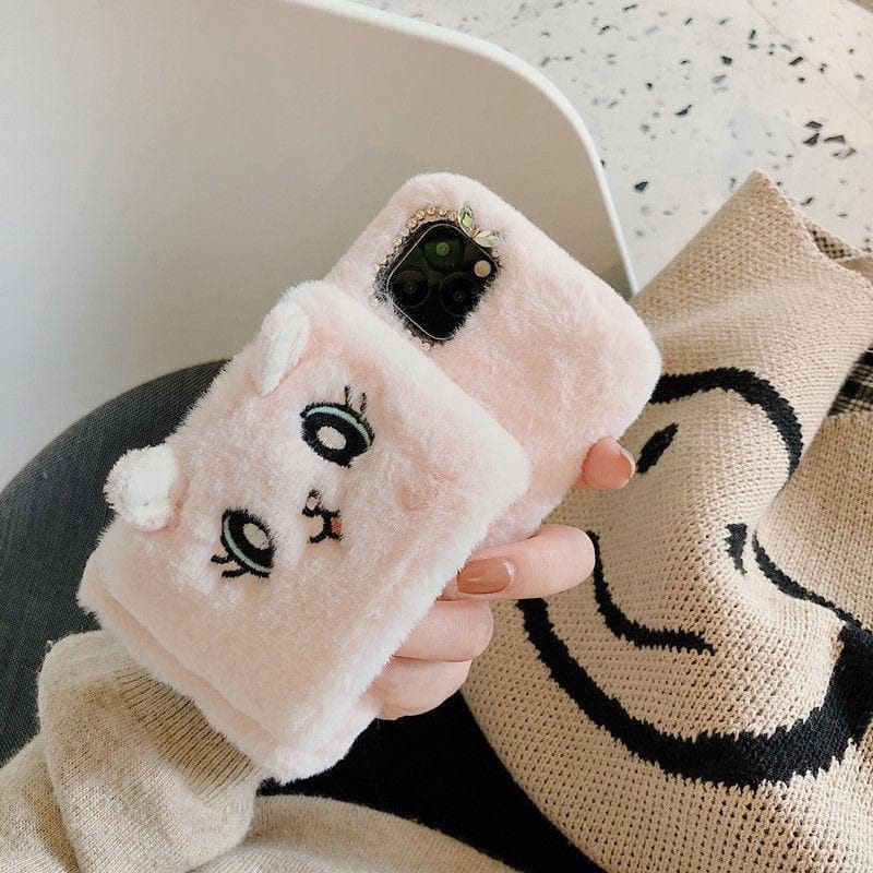 Furry Wrist Cat Embroidery Iphone Phone Case SP15211