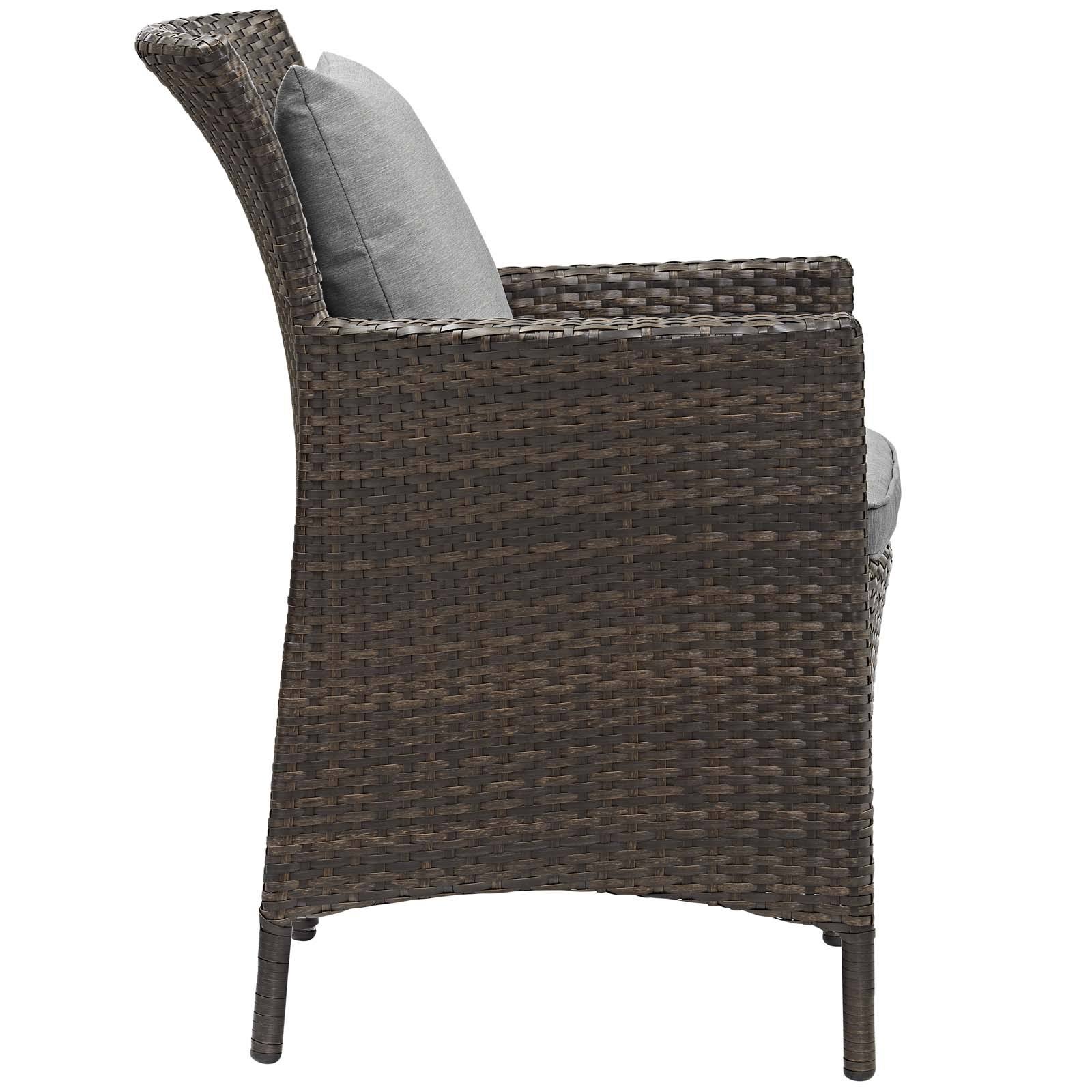Modway Conduit Outdoor Patio Wicker Rattan Dining Armchair Brown White