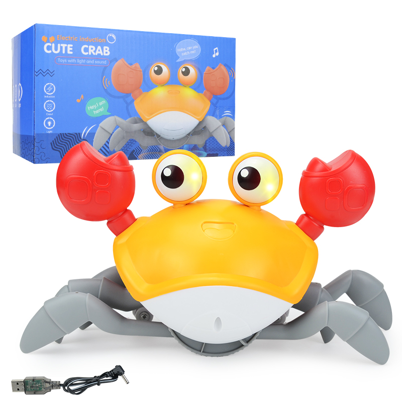 Sensing Crawling Crab, Tummy Time Baby Toys, Interactive Walking Dancing Toy with Music Sounds & Lights, Infant Fun Birthday Gif
