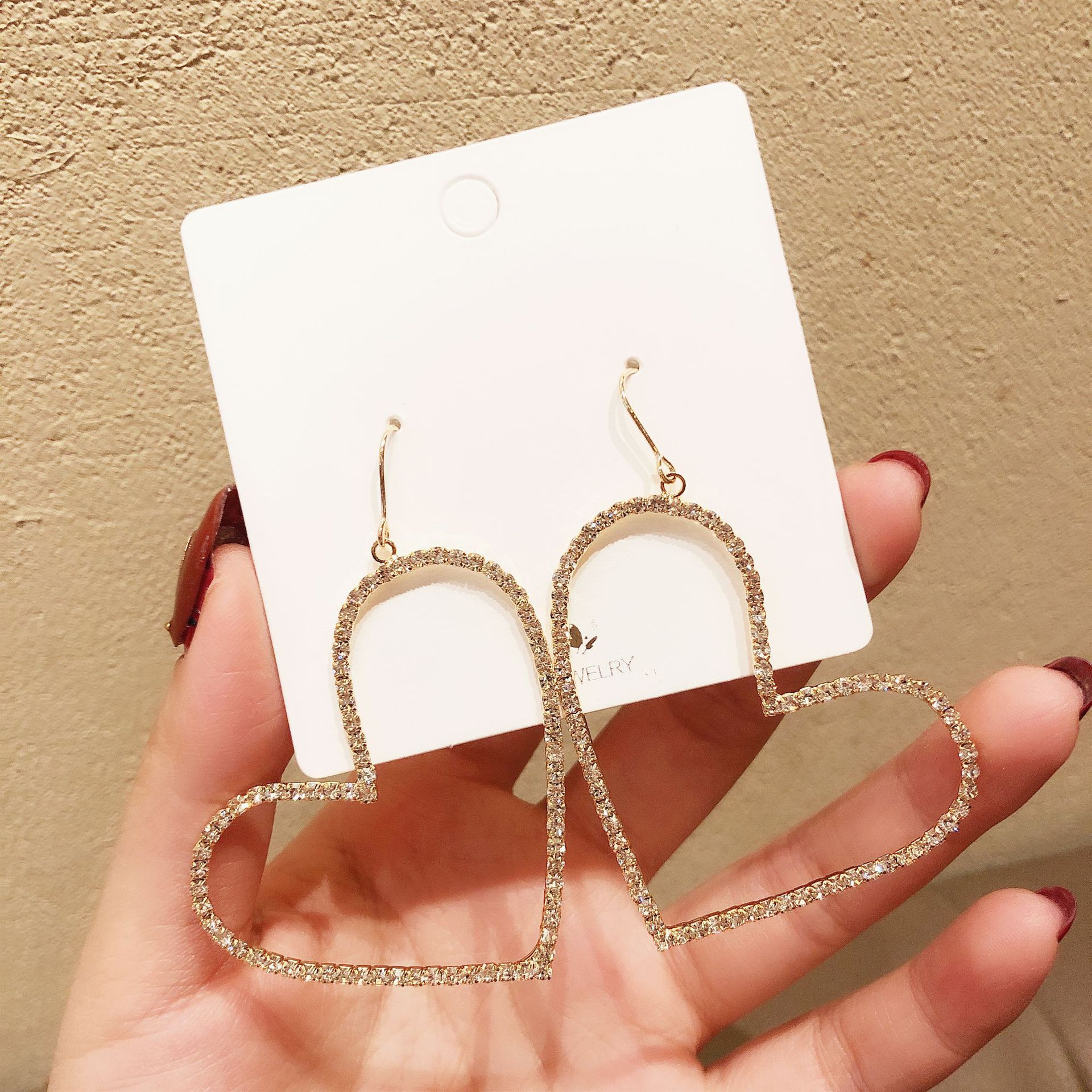 韩国S925银针小清新耳环百搭气质心形珍珠耳饰个性防过敏耳钉批发