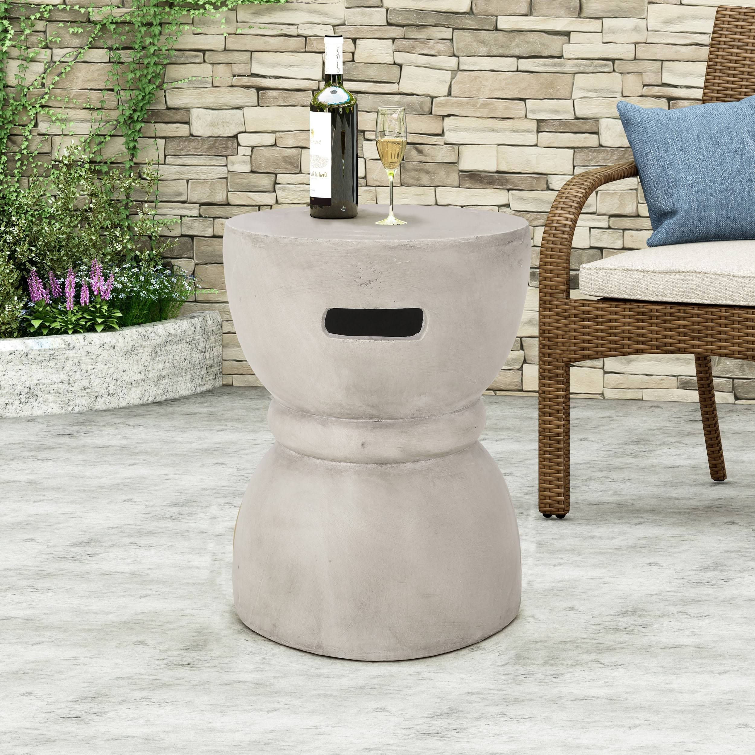 Christopher Knight Home 312769 Norman Outdoor Contemporary Lightweight Accent Side Table, Concrete Finish