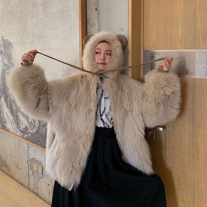 Bear Ears Faux Fur Hooded Coat SS0595