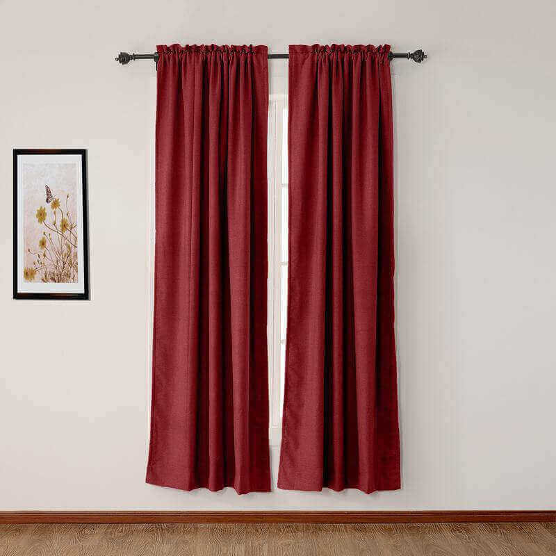 CUSTOM Olive Burgundy Luxury Textured Faux Linen Curtain