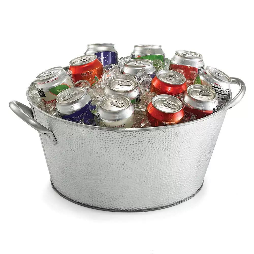 Tablecraft 4.25 gal. Galvanized Round Beverage Tub, Galvanized Steel, 15x22Dia. x 7x22H
