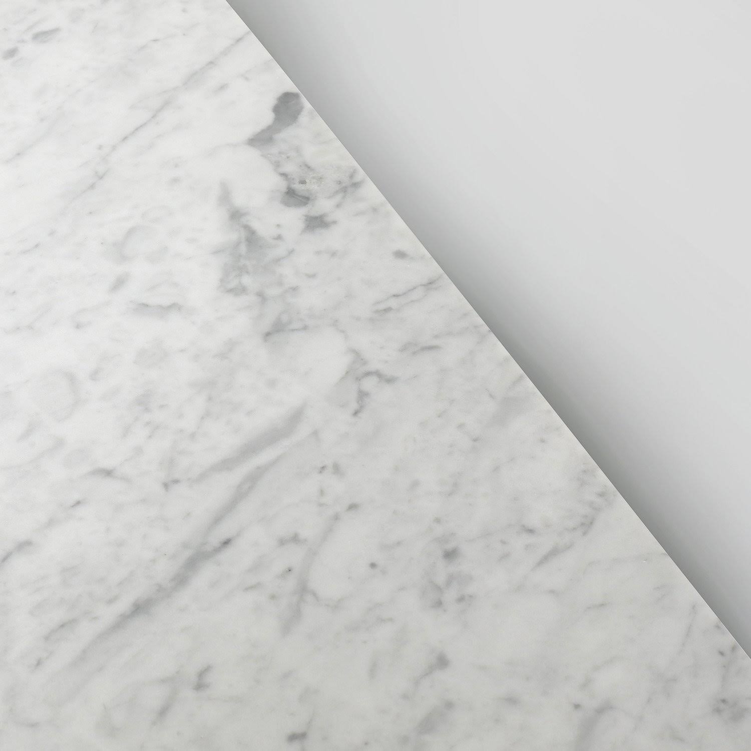 Meno 36x22 Rectangular Italian Carrara White Marble Console Table with Legs - Oak