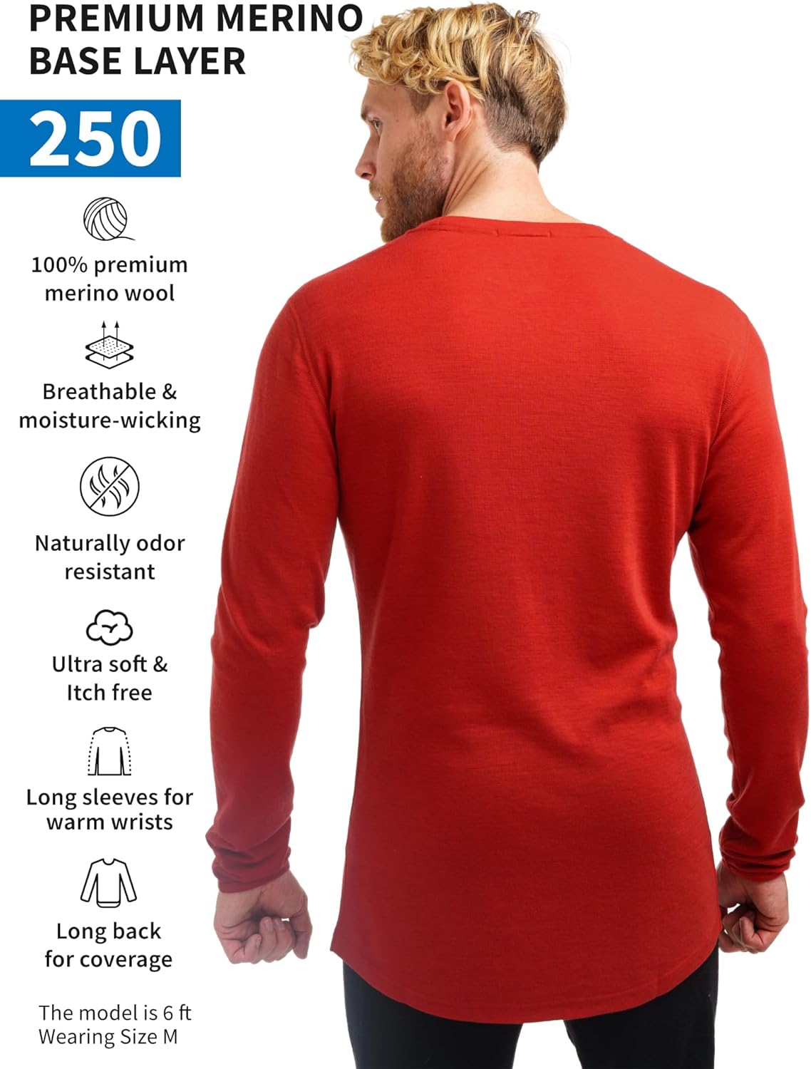Merino.tech Merino Wool Base Layer - Mens 100% Merino Wool Long Sleeve Thermal Shirts Heavyweight, Midweight, Lite with Socks