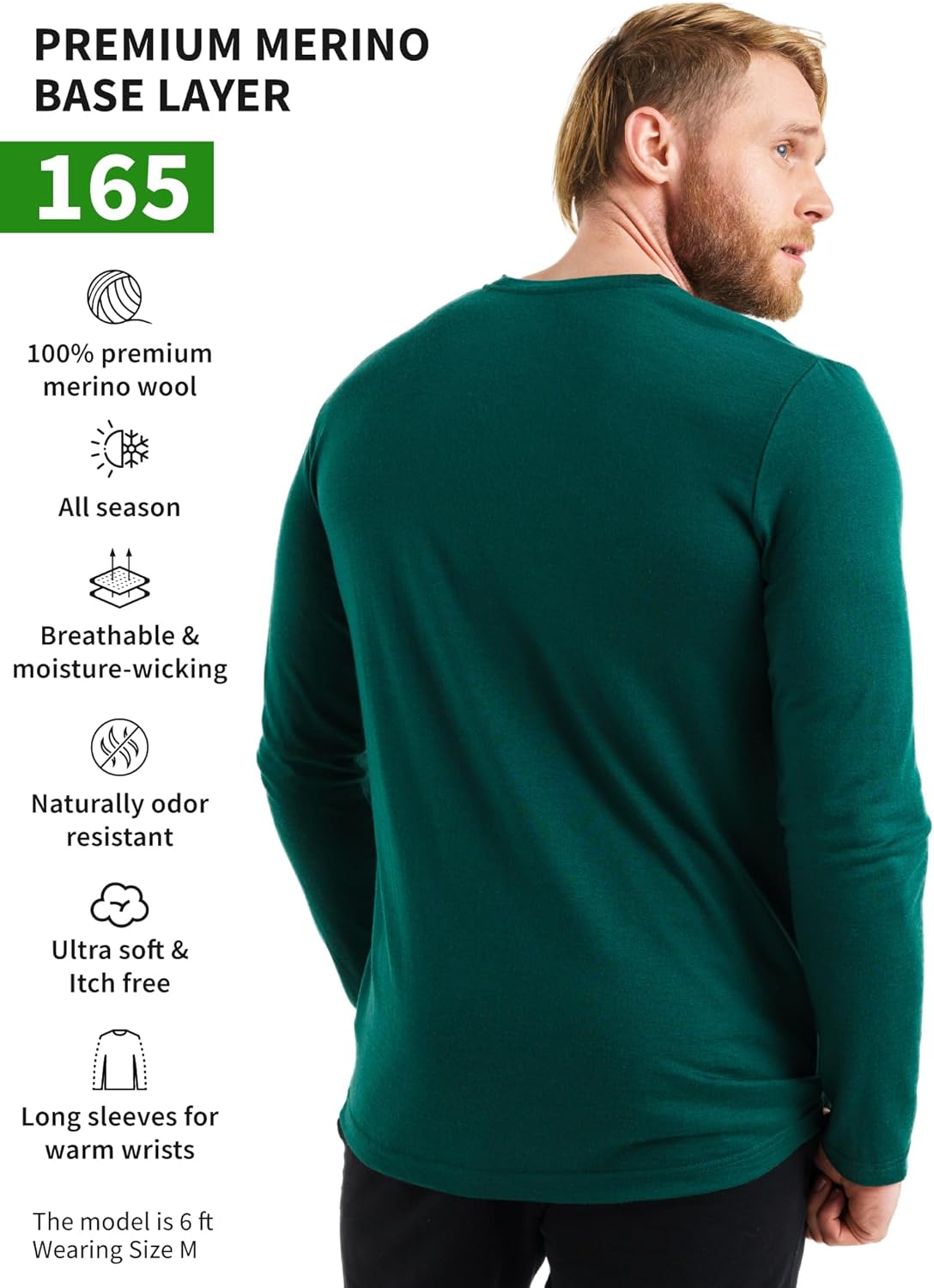 Merino.tech Merino Wool Base Layer - Mens 100% Merino Wool Long Sleeve Thermal Shirts Heavyweight, Midweight, Lite with Socks