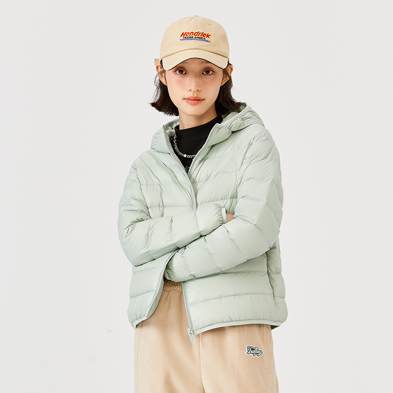 one dan SEMIR Down Jacket Women Light And Thin Hooded Windproof 2021 Winter New Black Technology Three-Proof Solid Jacket Fashion