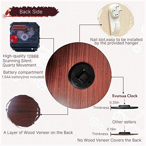 SKJIND Farmhouse Kitchen Wall Clock Wood (12inch)