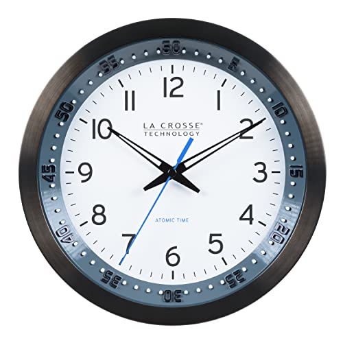 La Crosse Technology 404-54667-INT 10-Inch Atomic Chapter Ring Stainless Steel Analog Clock