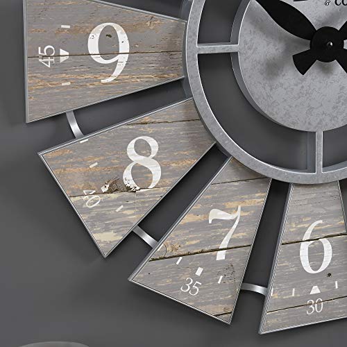 FirsTime & Co.® Gray Numeral Farmhouse Windmill Clock, American Crafted, Cool Gray, 24 x 2 x 24 ,
