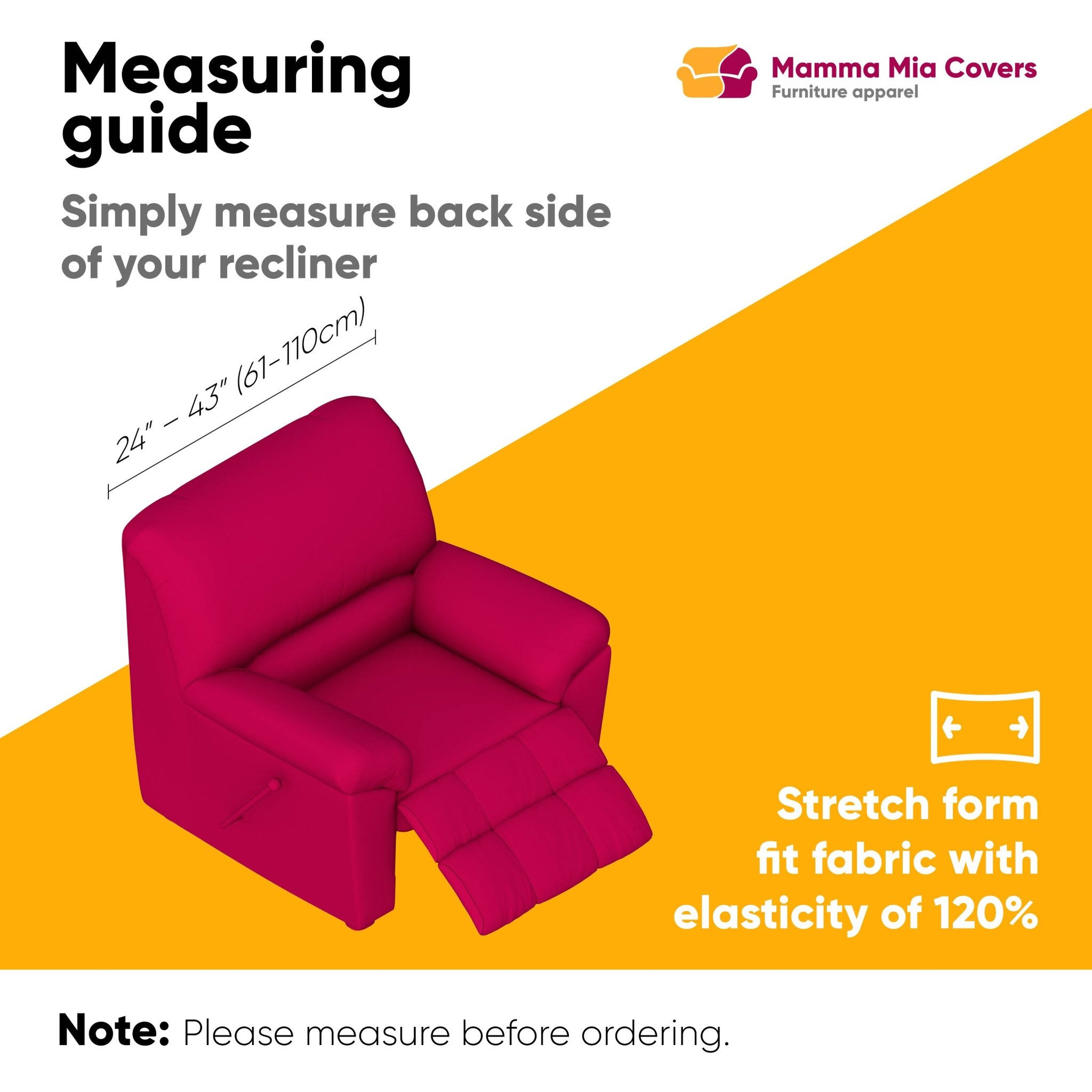 Recliner Chair Slipcover, Velvet Collection Vanilla