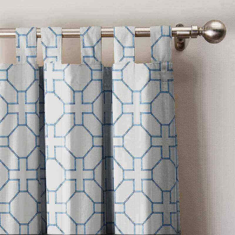Geo Print Tab Top Curtains With Blackout Lining