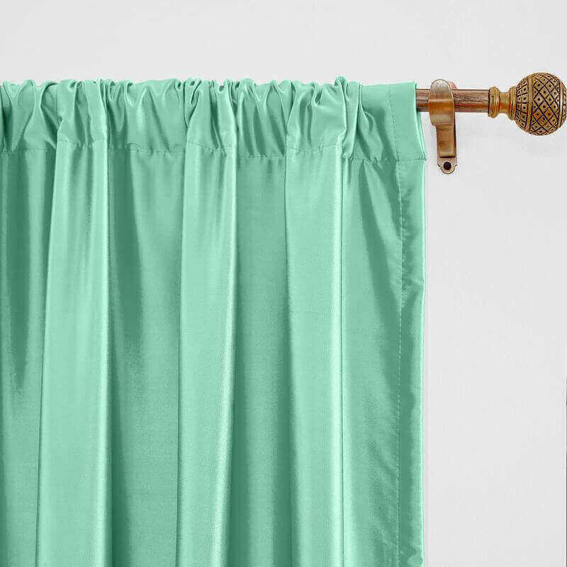 3 Inches Rod Pocket Soundproof Fuax Silk Window Curtain Panel with Blackout Lined LHZ