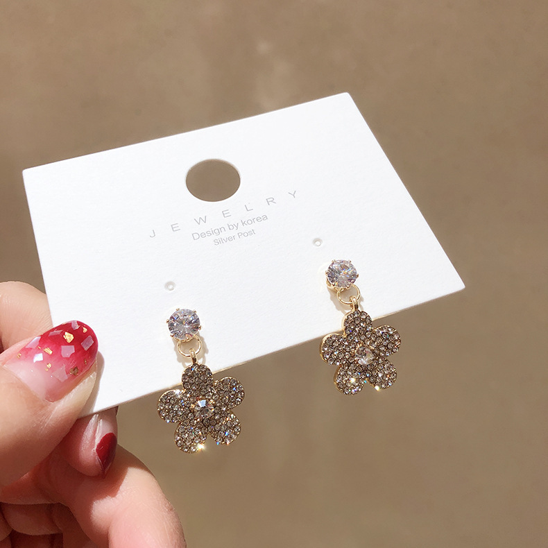 韩国S925银针小清新耳环百搭气质心形珍珠耳饰个性防过敏耳钉批发