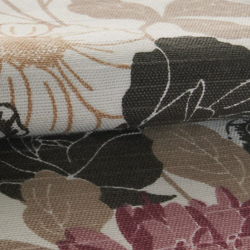 Nickel Grommet Polyester Cotton Blend Flower Printed Blackout Lined Curtain Drape Sofitel