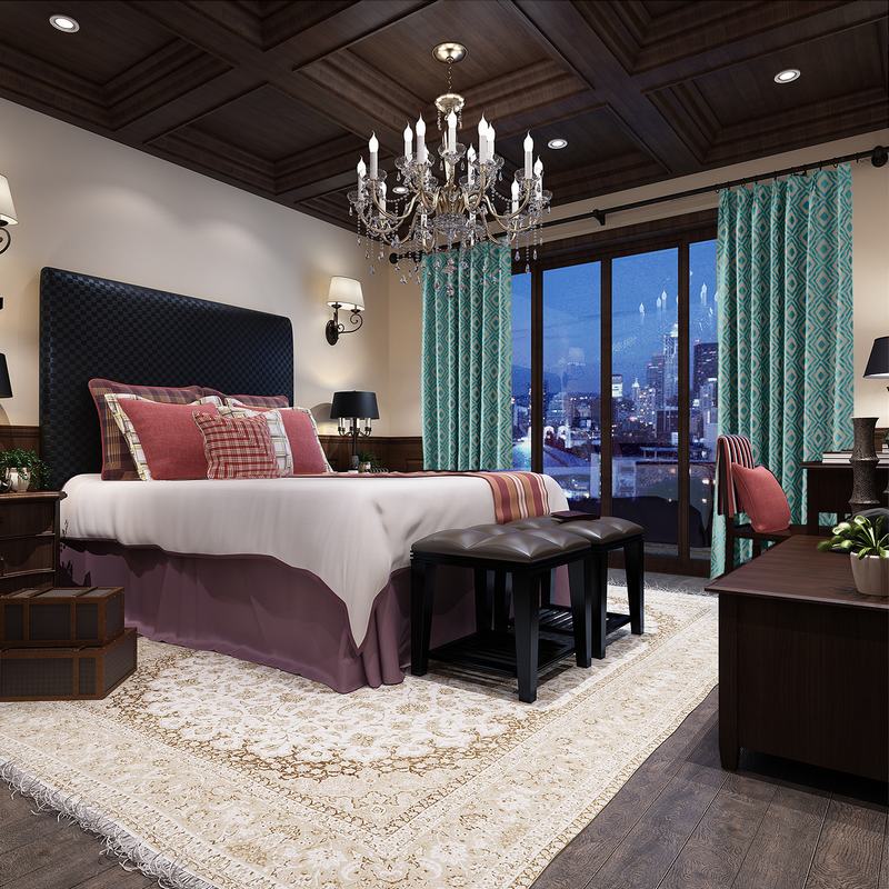 Dust Proof Blackout Pinch Pleated Jacquard Window Curtain Two-Toned Damask Diamond with Blackout Lined NINA