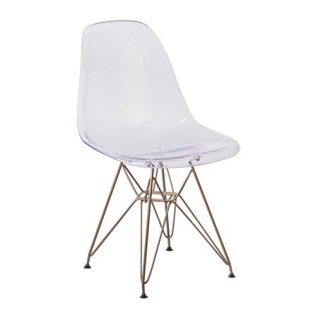 Offex Accent Ghost Side Chair with Gold Metal Base