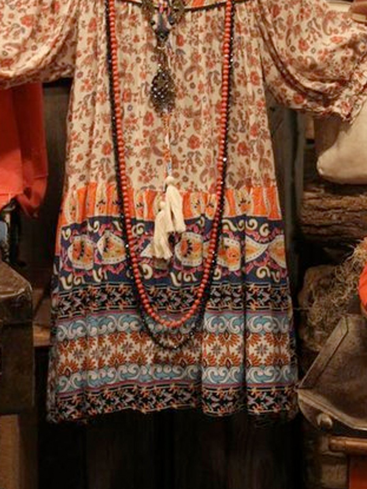 Red Boho Half Sleeve Dresses