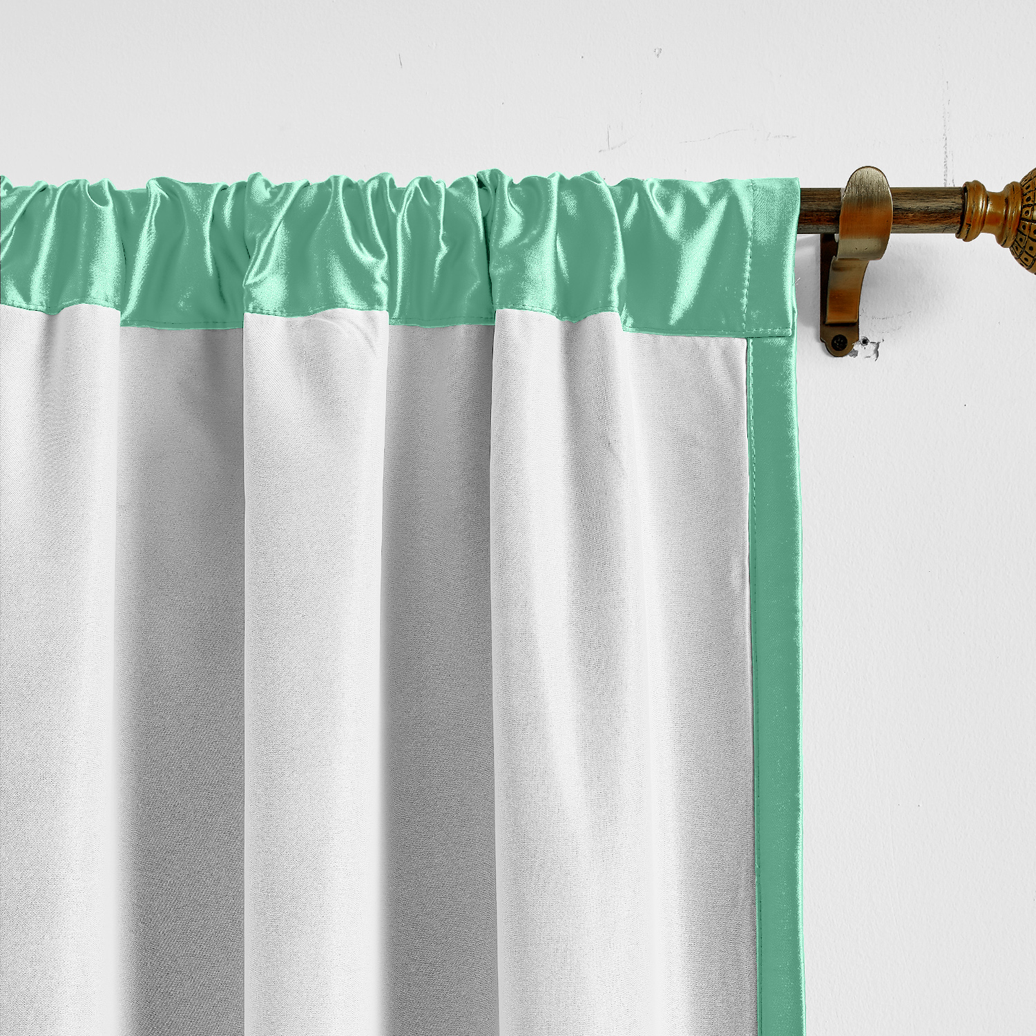 3 Inches Rod Pocket Soundproof Fuax Silk Window Curtain Panel with Blackout Lined LHZ