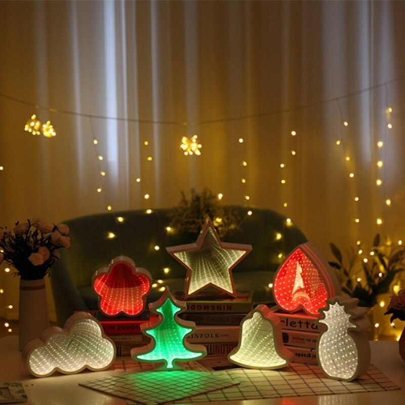 Creative LED 3D Night Light Cloud Tunnel Shape Child Room Bedside Lamp Decor