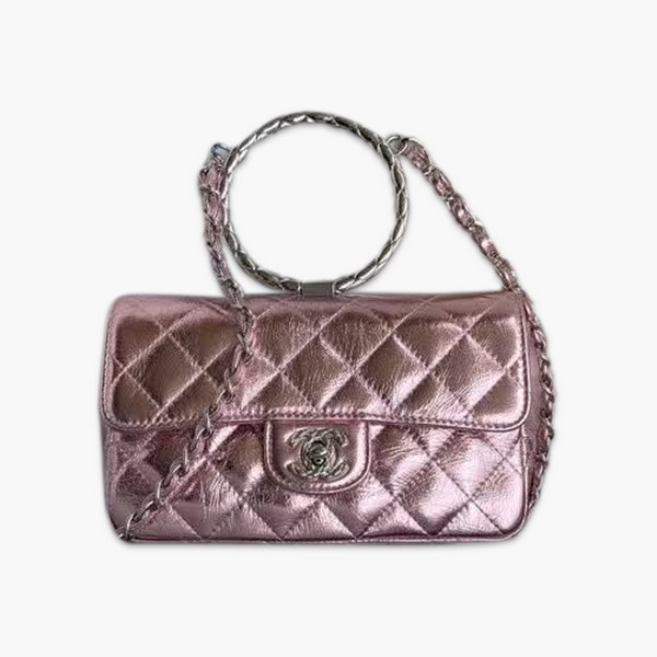 【原版皮】香奈儿/Chanel 手环包，银色金属质感圆环CF链条包，很限独特的颜色哇，不同光下折射出来不同的颜色，款号：AS1665