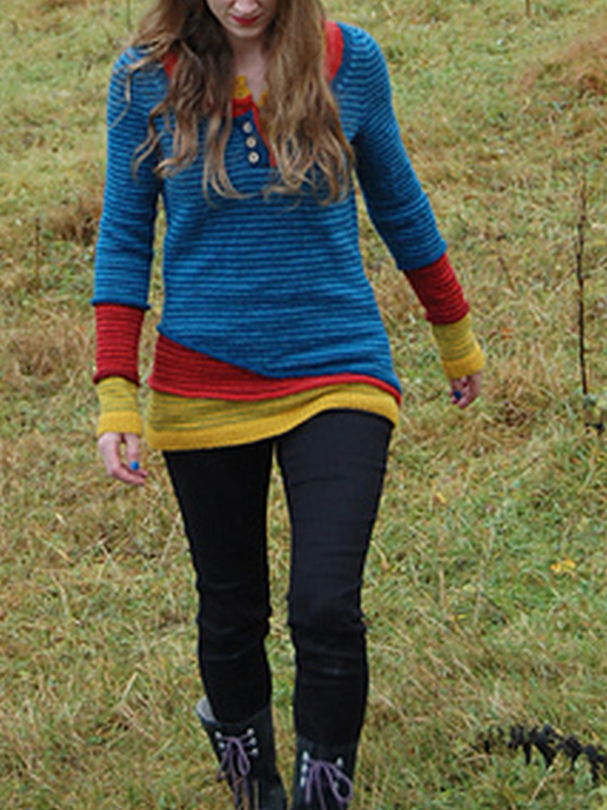 Striped Paneled Casual Crew Neck Women's Sweaters