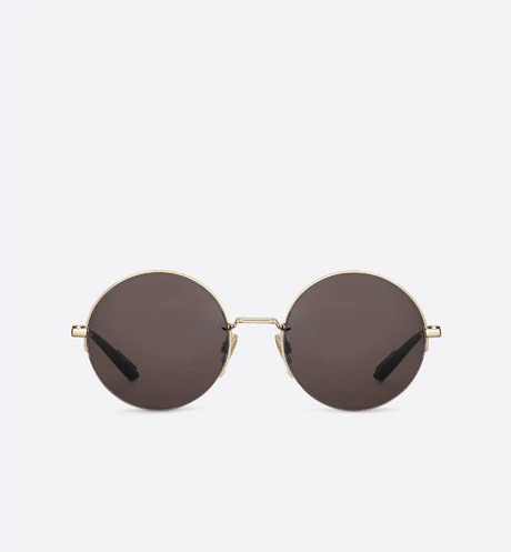 Dior180.2F Gold-Tone Metal Round Sunglasses with Black Temples