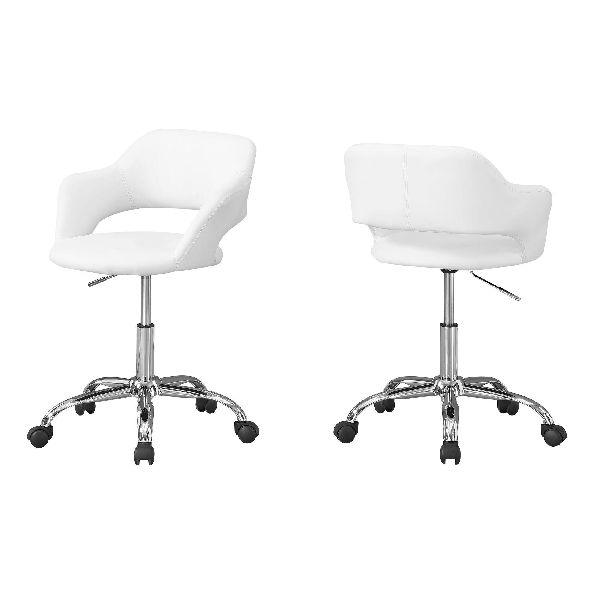 Monarch Office Chair - White / Chrome Metal Hydraulic Lift Base