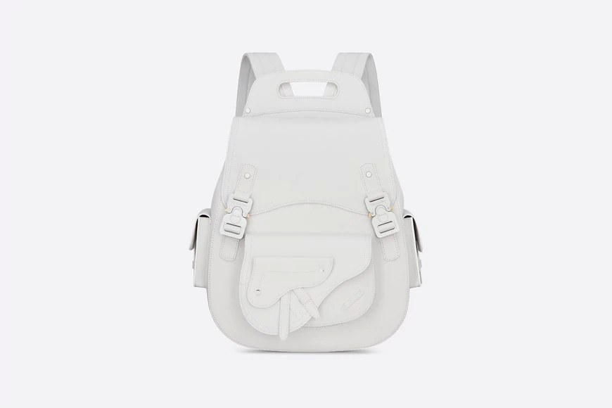 Saddle Backpack Off-White Grained Calfskin