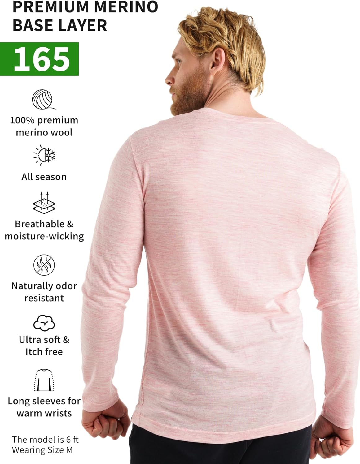Merino.tech Merino Wool Base Layer - Mens 100% Merino Wool Long Sleeve Thermal Shirts Heavyweight, Midweight, Lite with Socks